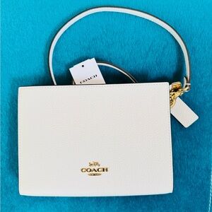Coach Cream/White Leather Slim Crossbody Bag with Gold Hardware